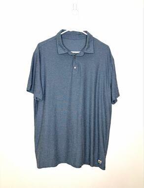 Vuori Strato Tech Polo Shirt Men's XL Blue Heathered Short Sleeve Golf Athletic